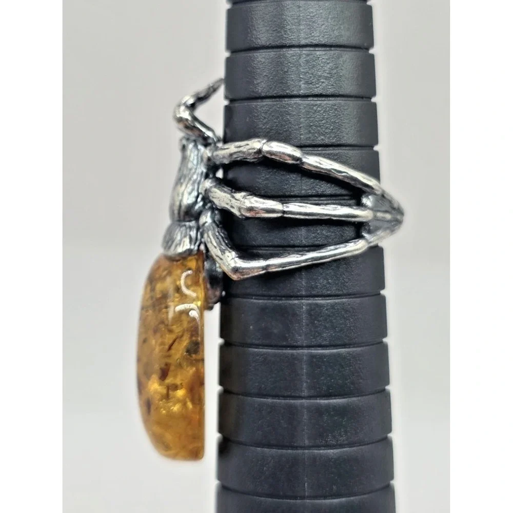 Baltic Amber‎ Sterling Silver Spider 925 Ring Size 7 Adjustable 10 g NWOT